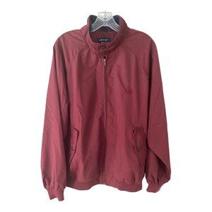 Vtg 1990s IZOD Men's Burgundy Bomber Jacket M – Crest Logo, Zip Front, Made in T